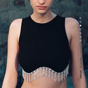 Zara  * NWT* Seamless Rhinestone top LIMITED EDITION SOLDOUT